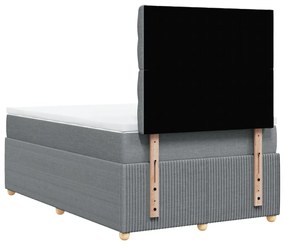 Cama boxspring com colchão 120x190 cm tecido cinzento-claro