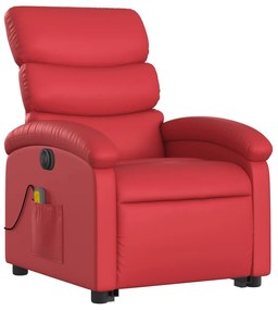 Poltrona reclinável elevatória elétrica couro artif. vermelho