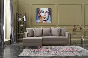 Sofá-Cama Chaise Longue Esquerdo "Monaco" - Creme - 215x80x150 cm - Es