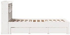 Cama com estante sem colchão 90x190 cm pinho maciço branco