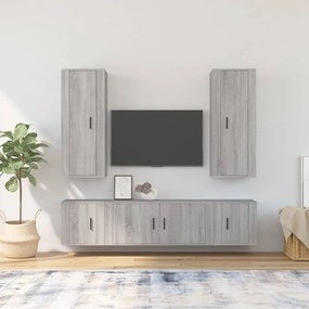 vidaXL Conjunto móveis de TV 5 pcs madeira processada sonoma cinza