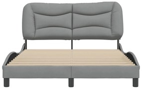 Estrutura de cama sem colchão 140x200 cm tecido cinzento-claro