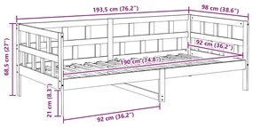 Sofá-cama 90x190 cm madeira de pinho maciça branco