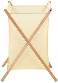 Cesto para roupa suja madeira de cedro e tecido bege 42x41x64cm