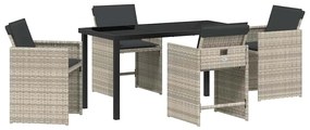 Conjunto de Jantar de Jardim com 5 peças e almofadas cinza claro de ra