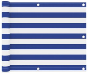 vidaXL Tela de varanda 75x500 cm tecido Oxford branco e azul