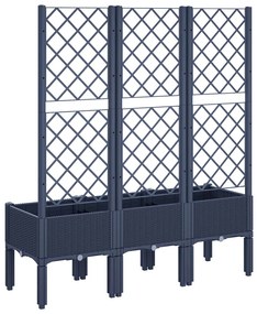 Vaso/floreira de jardim c/ treliça 120x40x142 cm PP cinzento azul