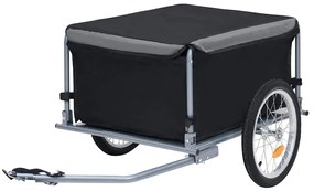Reboque de carga para bicicleta 65 kg preto e cinzento