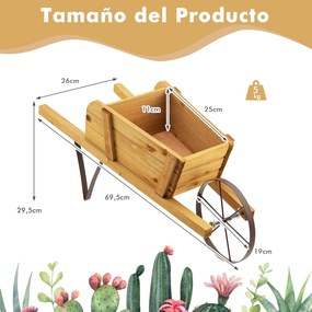 Conjunto de 2 Floreiras Tipo Carrinho, 69,5 x 26 x 29,5 cm, Peças Magnéticas Intercambiáveis, Natural