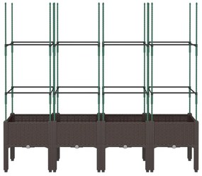 Vaso/floreira de jardim c/ treliça 160x40x142,5cm PP castanho