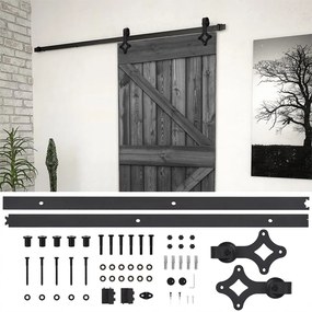 vidaXL Porta de correr com ferragens 100x210 cm pinho maciço preto