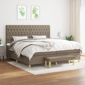 vidaXL Cama com molas/colchão 200x200 cm tecido castanho-acinzentado