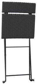 Cadeiras de bistrô dobráveis 4 pcs vime PE e aço preto
