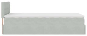 Estrutura cama otomana colchão 90x200 cm veludo cinzento claro