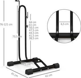 Estacionamento de Bicicletas Vertical e Horizontal com Ganchos Ajustáveis para Bicicletas de 6 a 28 Polegadas e 700 C