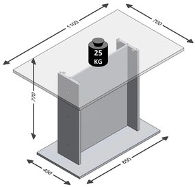 FMD Mesa de jantar 110 cm cinzento cimento