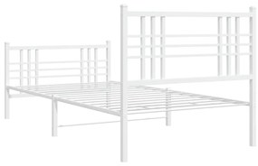 Estrutura de cama com cabeceira e pés 100x190 cm metal branco