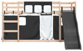 Beliche com escorrega e cortinas 90x190 cm branco e preto