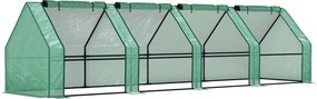 Outsunny Mini Estufa de Jardim mini túnel 4 janelas enroláveis com zíper Aço PE 140 g/m² Anti-UV 360x90x90cm Verde | Aosom Portugal
