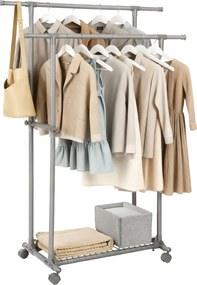 Guarda roupa aberto com rodas, extensível, (87-150) x 52 x 166 cm Cinza