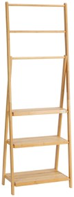 kleankin Toalheiro de Pé de Bambu 53x30,5x152cm com 3 Barras Toalheiro Dobrável com 3 Prateleiras de Armazenamento Madeira | Aosom Portugal