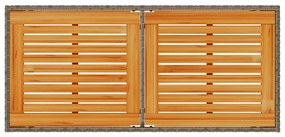 Mesa de jardim com tampo em acácia 115x54x74 cm vime PE cinza