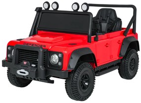 Jipe elétrico para Crianças 24V Land Rover Defender 110 SVX Concept Rodas Espuma EVA, Assento couro ecológico Vermelho