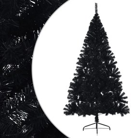 Meia árvore de Natal artificial com suporte 210 cm PVC preto