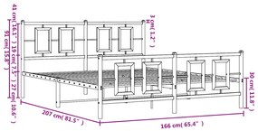 Estrutura de cama com cabeceira e pés 160x200 cm metal branco