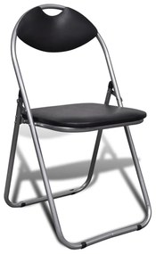 Cadeiras de jantar dobráveis 6 pcs couro artificial e aço preto