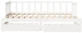 Sofá-cama com gavetão e gavetas sem colchão 80x200 cm branco