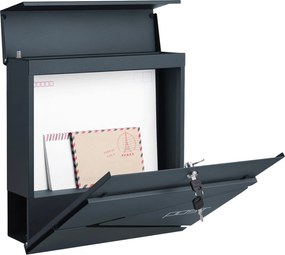Caixa de correio com fechadura e compartimento para jornais 10,5 x 37 x 37 cm Antracite