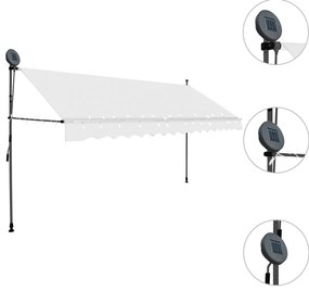 Toldo retrátil manual com LED 350 cm creme