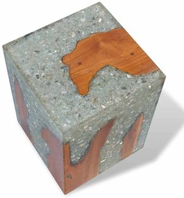 Banco em madeira de teca maciça e resina 30x30x40 cm