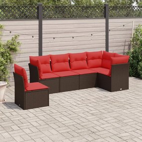 vidaXL 7 pcs conjunto de sofás jardim c/ almofadões vime PE castanho