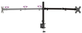 Suporte triplo para monitor VESA 75/100 mm aço preto