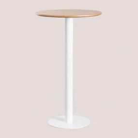 Mesa Alta De Bar Redonda Ø60 Cm Em Mdf Xiren Ø60 Cm & Branco - Sklum