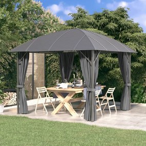 vidaXL Gazebo com paredes laterais e telhado em arco 3x3 m antracite