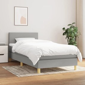 vidaXL Cama com molas/colchão 90x190 cm tecido cinzento-claro
