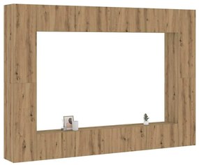 Conjunto de armário TV parede 8 pcs madeira carvalho artisiano