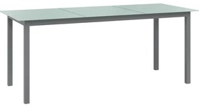 Mesa de jardim em alumínio e vidro 190x90x74 cm cinzento-claro