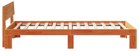 Estrado de Cama com Cabeceira Castanha Encerada 90x200 cm Madeira de P
