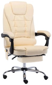vidaXL Cadeira de escritório c/ função massagem couro artificial creme