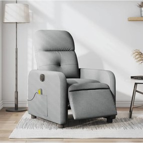 vidaXL Poltrona de massagens reclinável elétrica tecido cinzento-claro