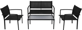 4 pcs conjunto lounge para jardim textilene preto