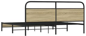 Estrutura de cama sem colchão 193x203cm metal carvalho sonoma