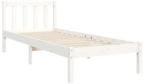 Estrutura de cama com cabeceira 90x190 cm madeira maciça branco