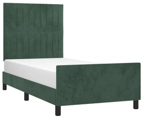 Estrutura de cama sem colchão 90x200 cm veludo verde-escuro