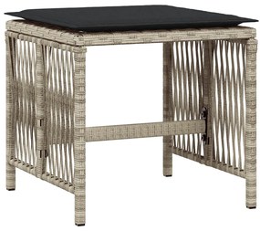 17 pcs conj. jantar jardim c/ almofadões vime PE cinzento-claro