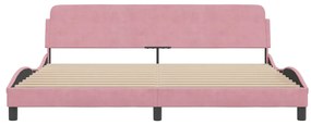 Estrutura de cama c/ cabeceira 200x200 cm veludo rosa
